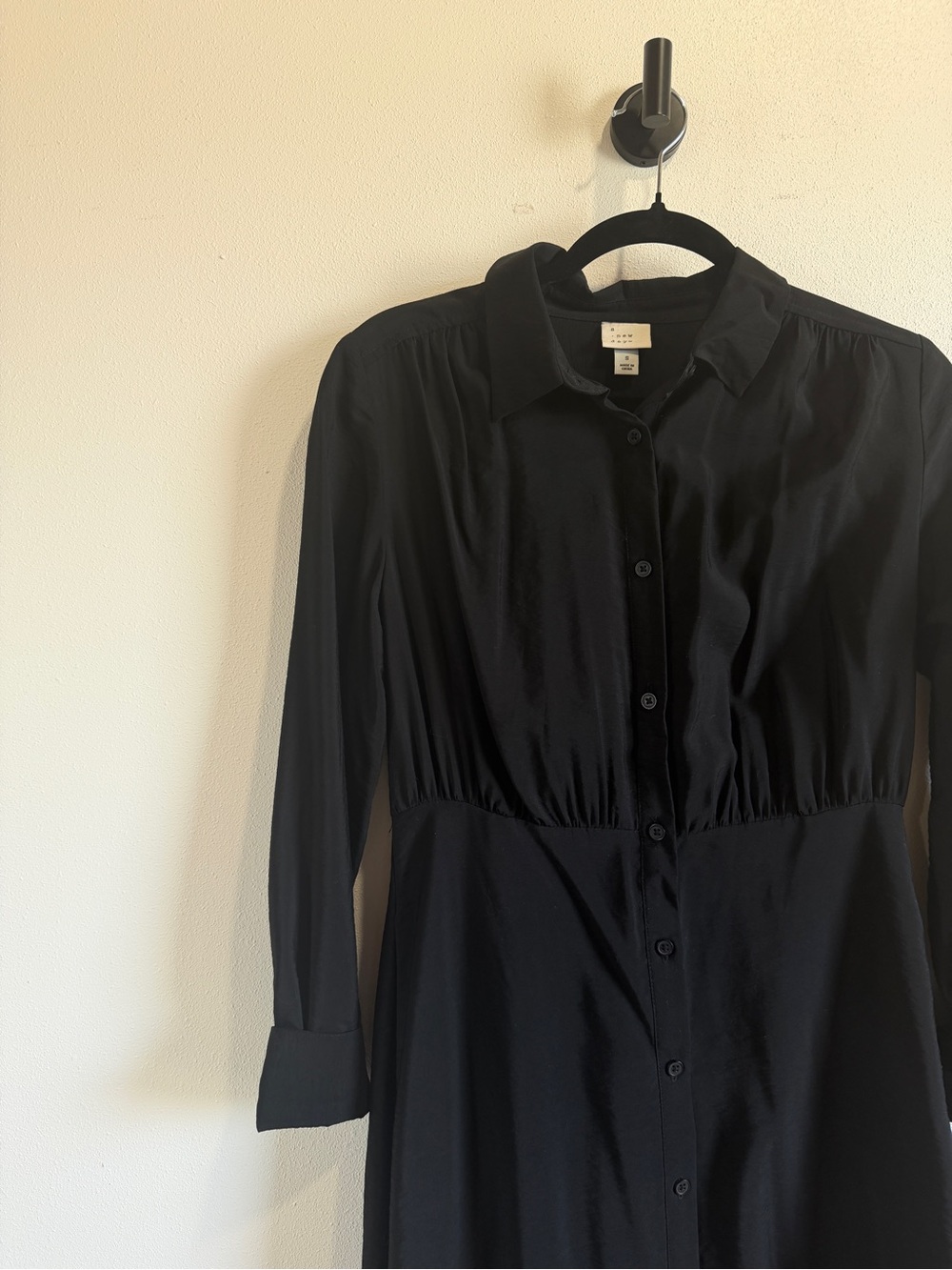a new day Black Long-Sleeve Button-Front Shirt Dress